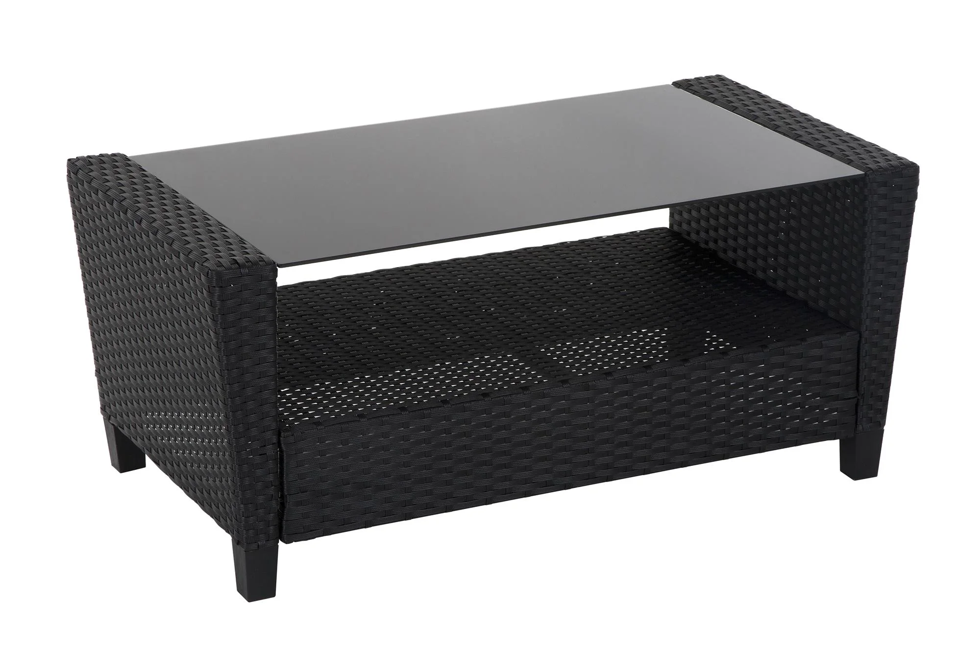 COSCO Outdoor 4 Piece Conversation Set, No Tools Assembly, Gray Cushions, Black Resin Wicker