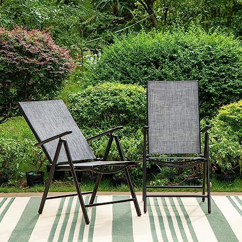 Sophia & William Patio Folding Dining Chairs Set of 2, 7-Levels Adjustable Sling Chairs