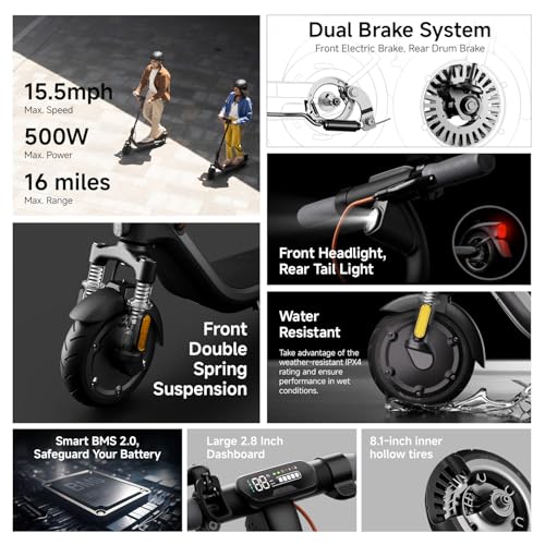 Segway Ninebot E2 Plus II/ E2 Pro Electric Scooter, 15.5 mph Top Speed, Front Suspension (E2P2 Only), Portable Kick Scooter for Adults