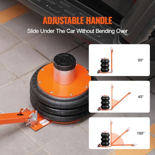 VEVOR Air Jack, 5 Ton/11000 lbs Triple Bag Air Jack, 4-10 S Lifting Pneumatic Jack with Heightened Column Lift up to 21.5"& Adjustable Handle