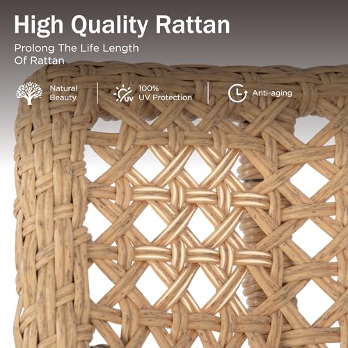 PHI VILLA Outdoor Wicker Egg Chair, Oversized Lounge Chair with Cushion, Large Brown Basket Rattan Chair for Patio, Porch, Garden, Balcony, Indoor