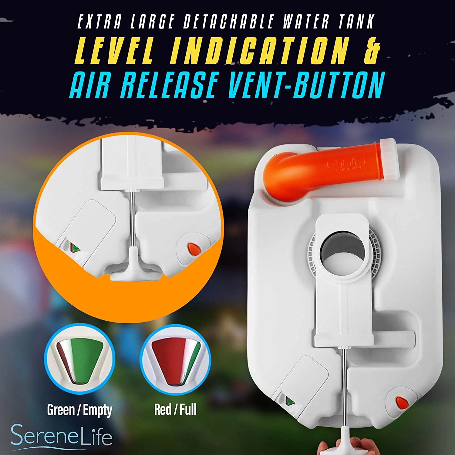 SereneLife Brand Outdoor Portable Cassette Toilet W/ Detachable Waste Holding Tank & Level Indicator