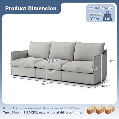 Cloud Modular Sectional Sofa, Waterproof Down Filled Sectional Sofas, High Backrest V Shaped 5 Seater Sectional Couches for Living Room
