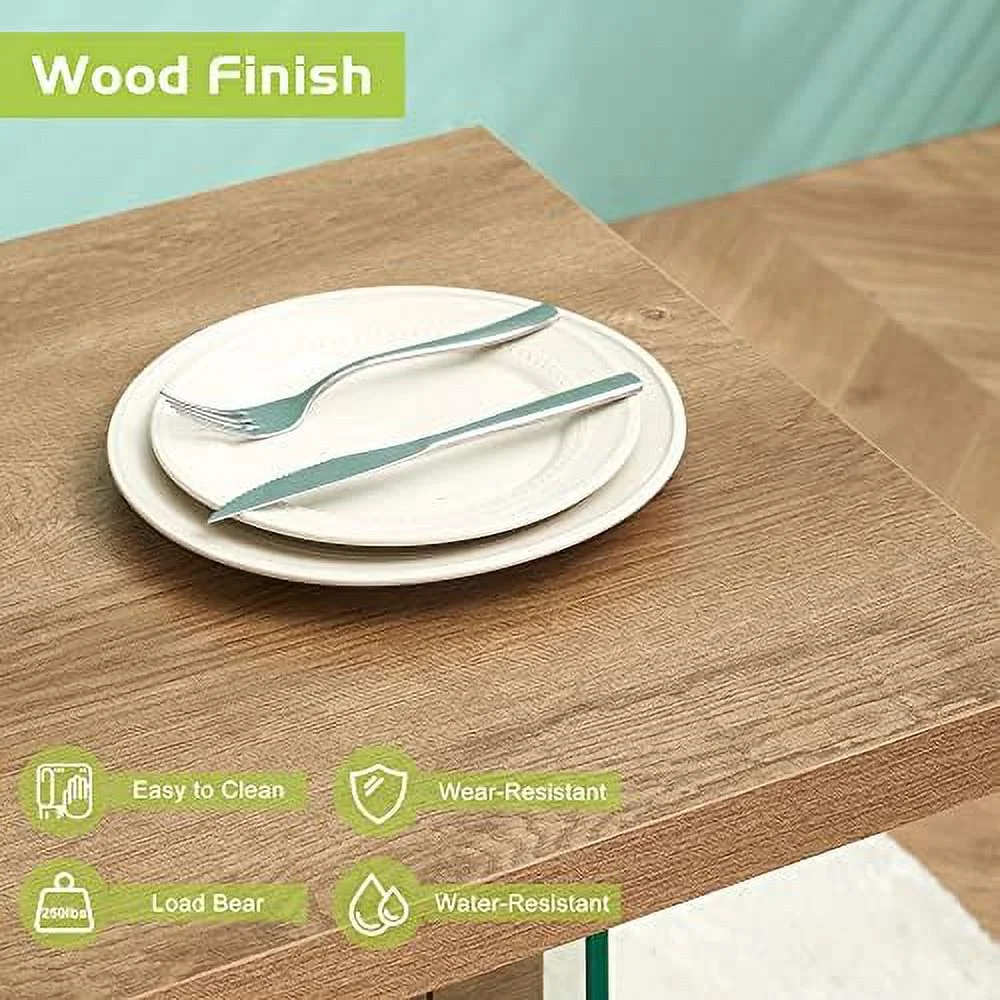 TJUNBOLIFE Modern White Dining Table  High Glossy Dining Room Table for 4/6  Glass Desk Table for Small Space  55 inches Rectangular Dinner Table for
