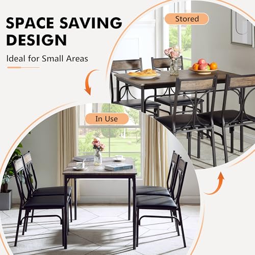 VECELO Kitchen Dining Room Table Set with 2 Chairs for Small Space, Apartment,Metal Steel Frame