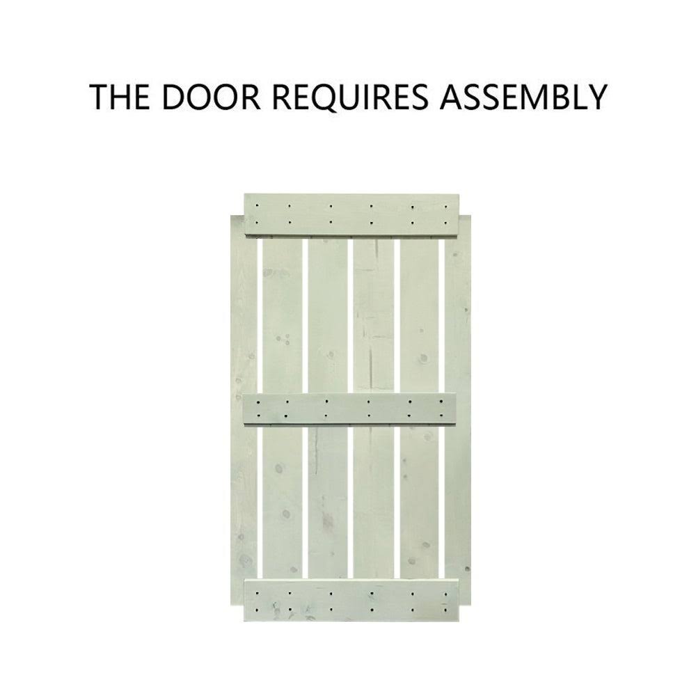 CALHOME Stained Midbar Double DIY Barn Door w/ Hardware Kit - Weather Gray - 84 x 84