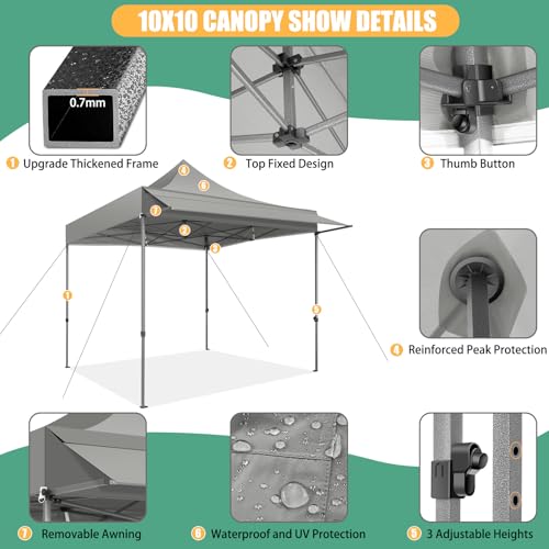 COBIZI 10x10 Pop Up Canopy Tent with Awning