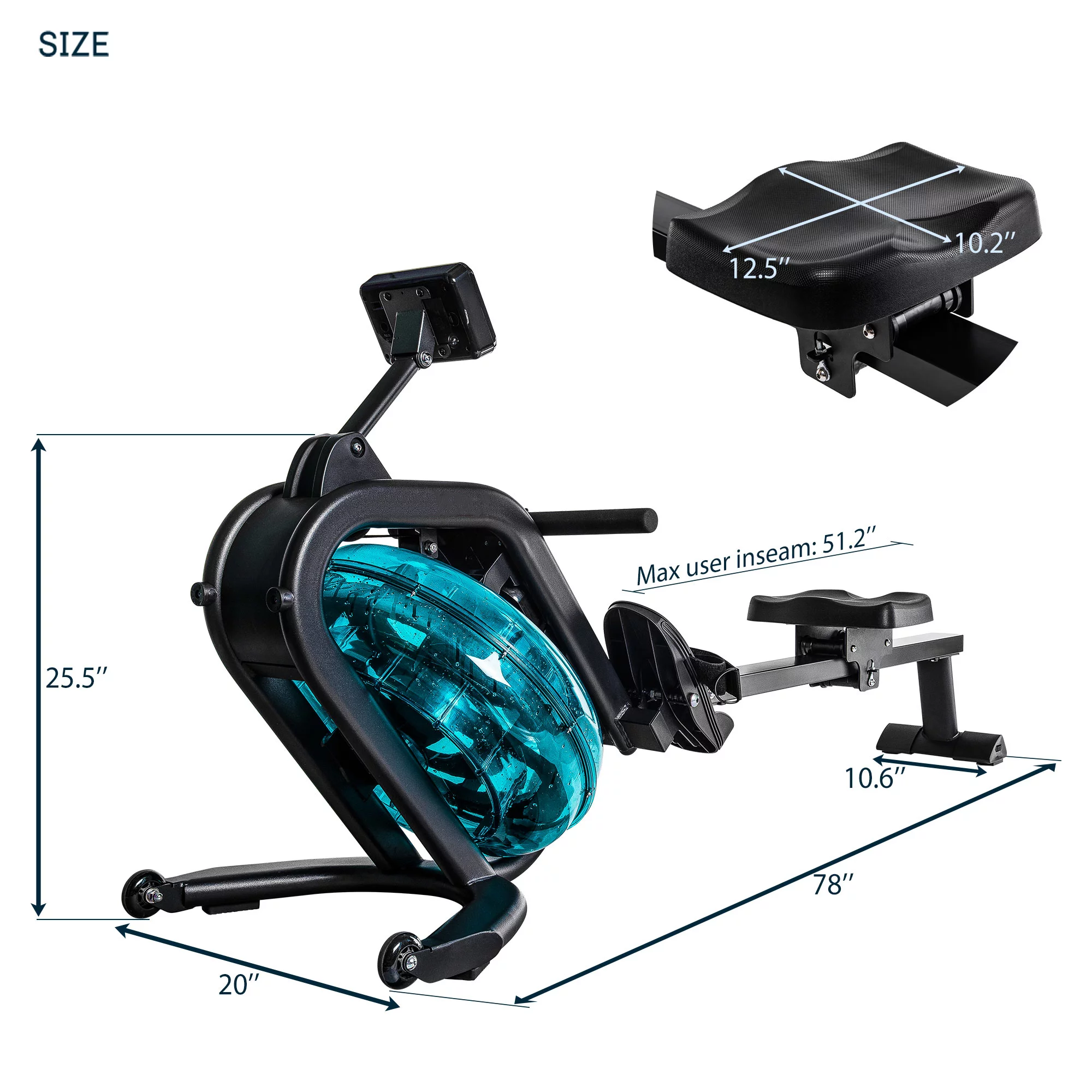 Water Rowing Machine for Home,Water Rowing Machine Rower with LCD Monitor, Exercise Workout Water Rower for Home Use
