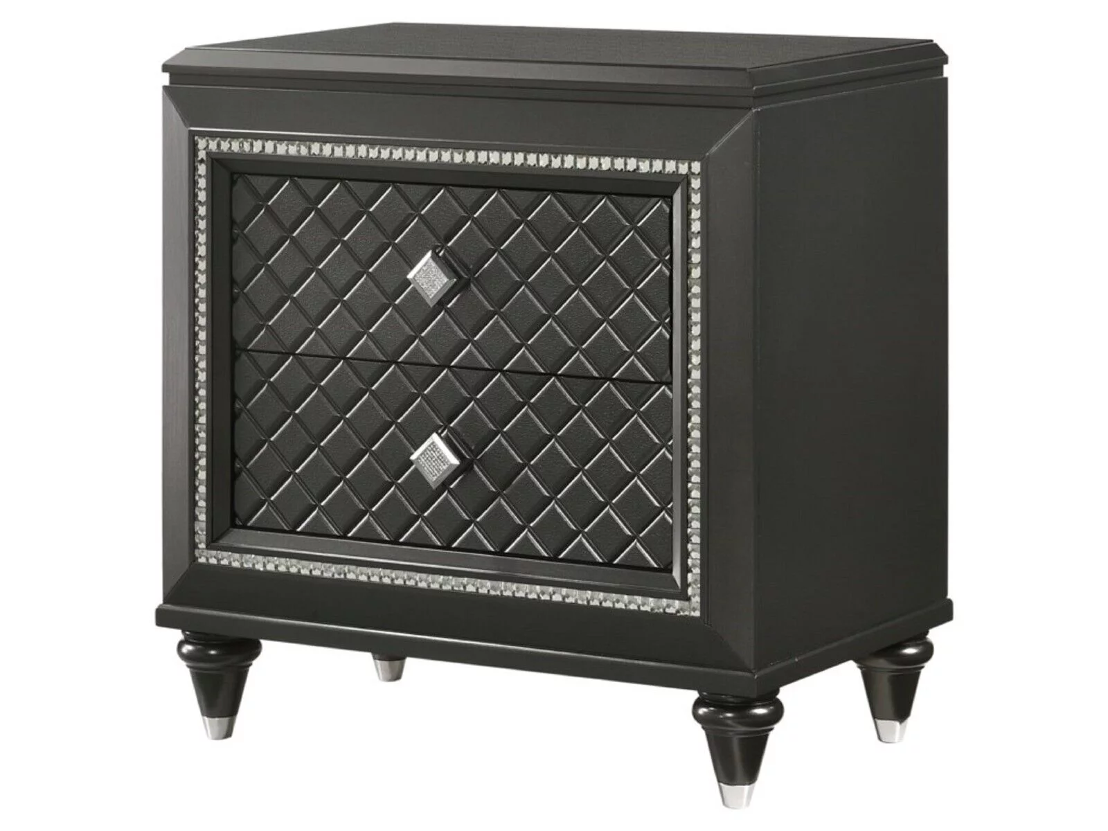 Modern Glam Style 5pc Queen Size Bedroom Set Grey Upholstered Panel Bed Dresser Mirror Nightstand Bedroom Furniture