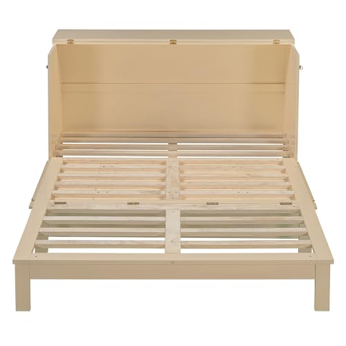 Harper & Bright Designs Queen Size Murphy Bed Cabinet Wall Bed Chest with USB, Charging Station and Large Storage Drawer for Home Office (White)