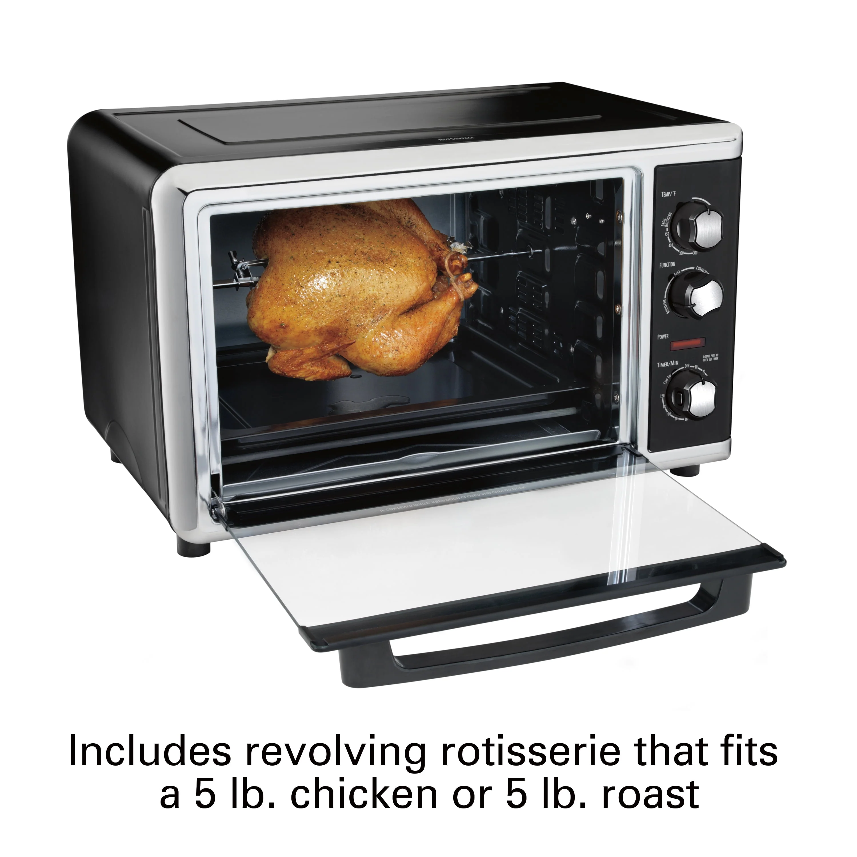 Hamilton Beach Countertop Oven with Convection and Rotisserie, Baking, Broil, Extra Large Capacity, Silver, 31105