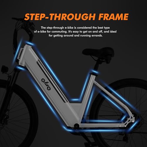 Cityone Electric Bike for Adults 26" Step-Through 22MPH Ebike with 2.1" Tire,UL2849 Certified Built-in Removable Battery