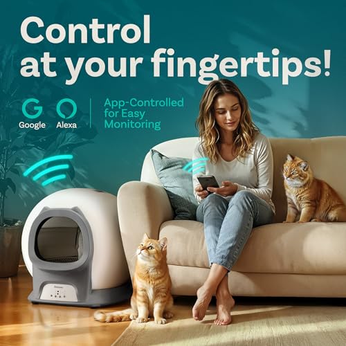Self Cleaning Litter Box with Auto Safety Sensors for Multiple Cats - Automatic Cat Litter Box Self-Cleaning