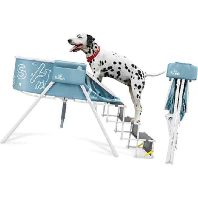 Furesh Steper Big Dog Bath Tub with Stairs, Elevated Portable Foldable Wash Station with Steps for Bathing, Shower and Grooming