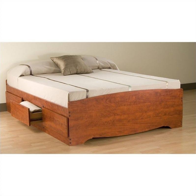 Prepac Monterey Cherry Queen Bookcase Platform Bed 3 Piece Bedroom Set - CBQ-6200-KIT-3PcBedroom-PKG