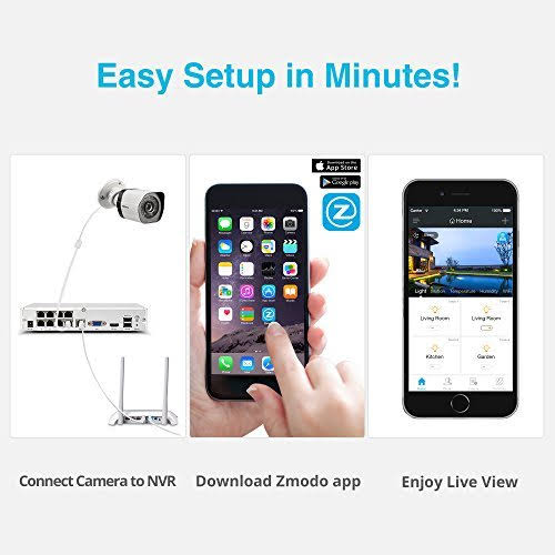 Zmodo 8 Channel NVR 4 720p HD Security Camera Smart PoE System No Hard Drive