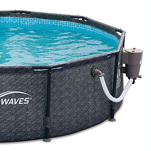 Summer Waves P20010301 Active 10ft x 30in Outdoor Round Frame Above Ground Swimming Pool Set with 120V Filter Pump with GFCI, Gray Wicker