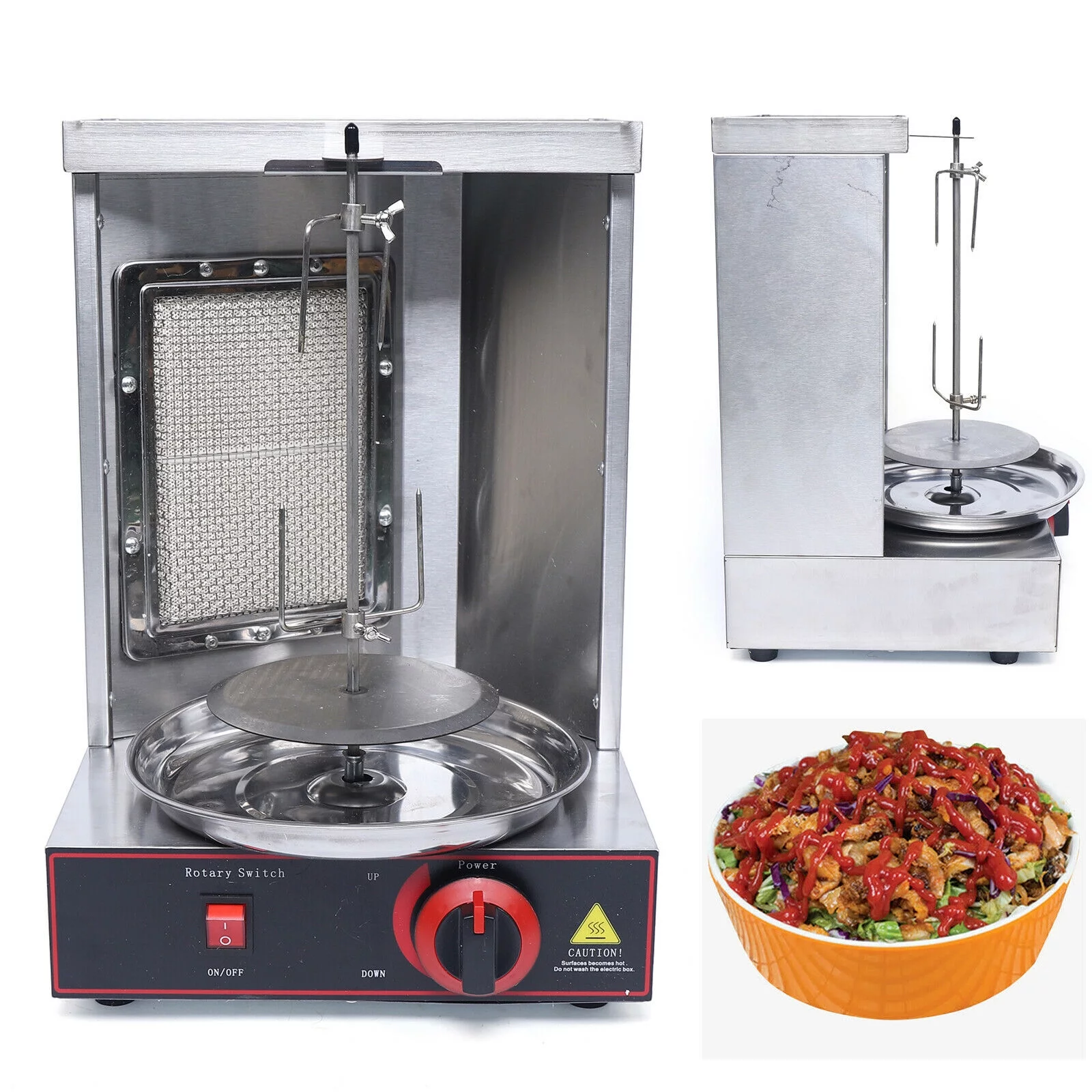 Gas Grill Meat Machine BBQ Rotisserie Oven Smokeless Vertical Broiler 110V LPG