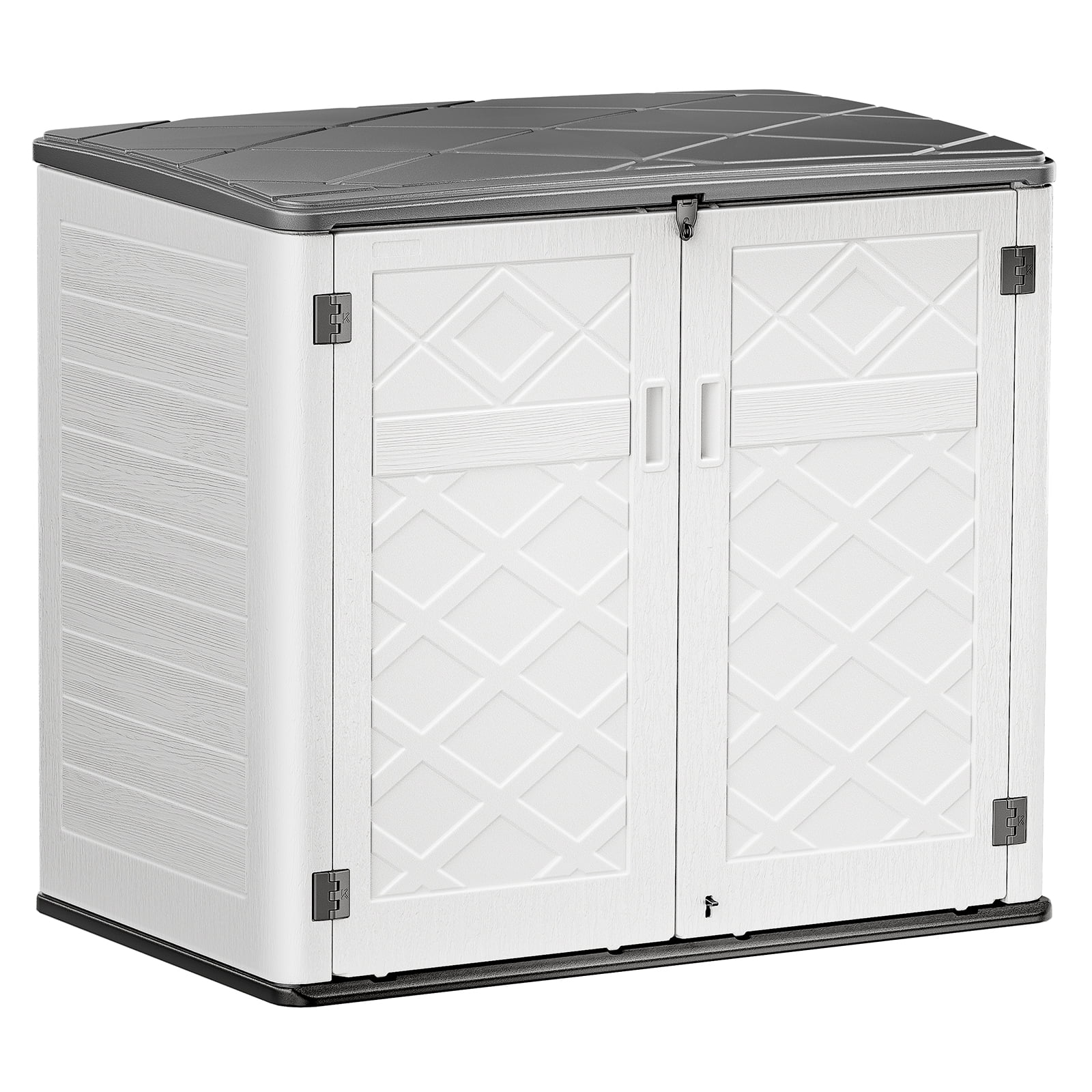 Lofka Resin Outdoor Storage Shed, Horizontal Storage Shed, 38 Cu.ft Capacity, White