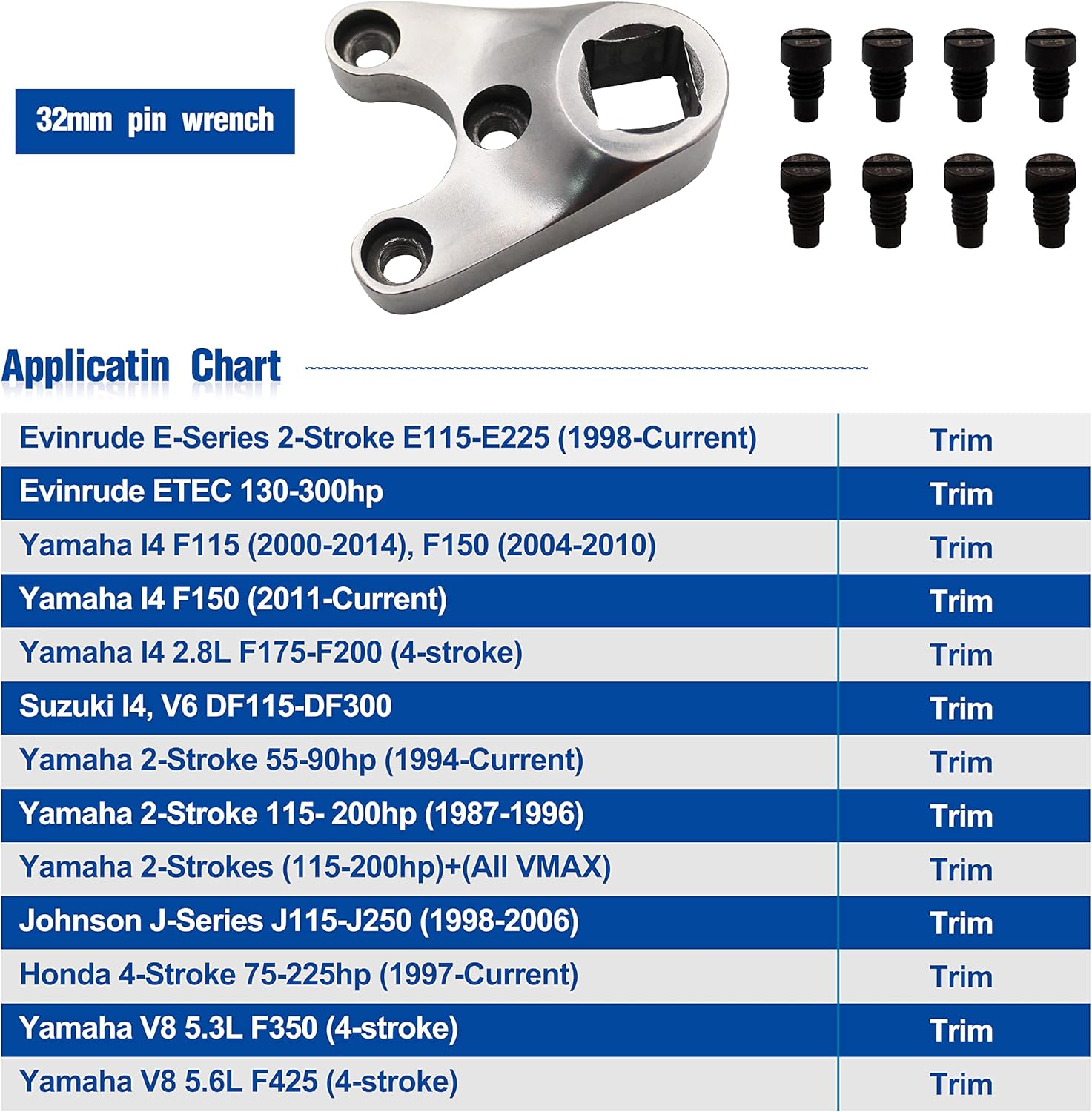 salangid Pin Wrench MT0006 32mm x 4mm/4.5mm Remove Trim/Tilt Caps on Hydraulic Cylinders, Compatible with Yamaha Suzuki Johnson Evinrude