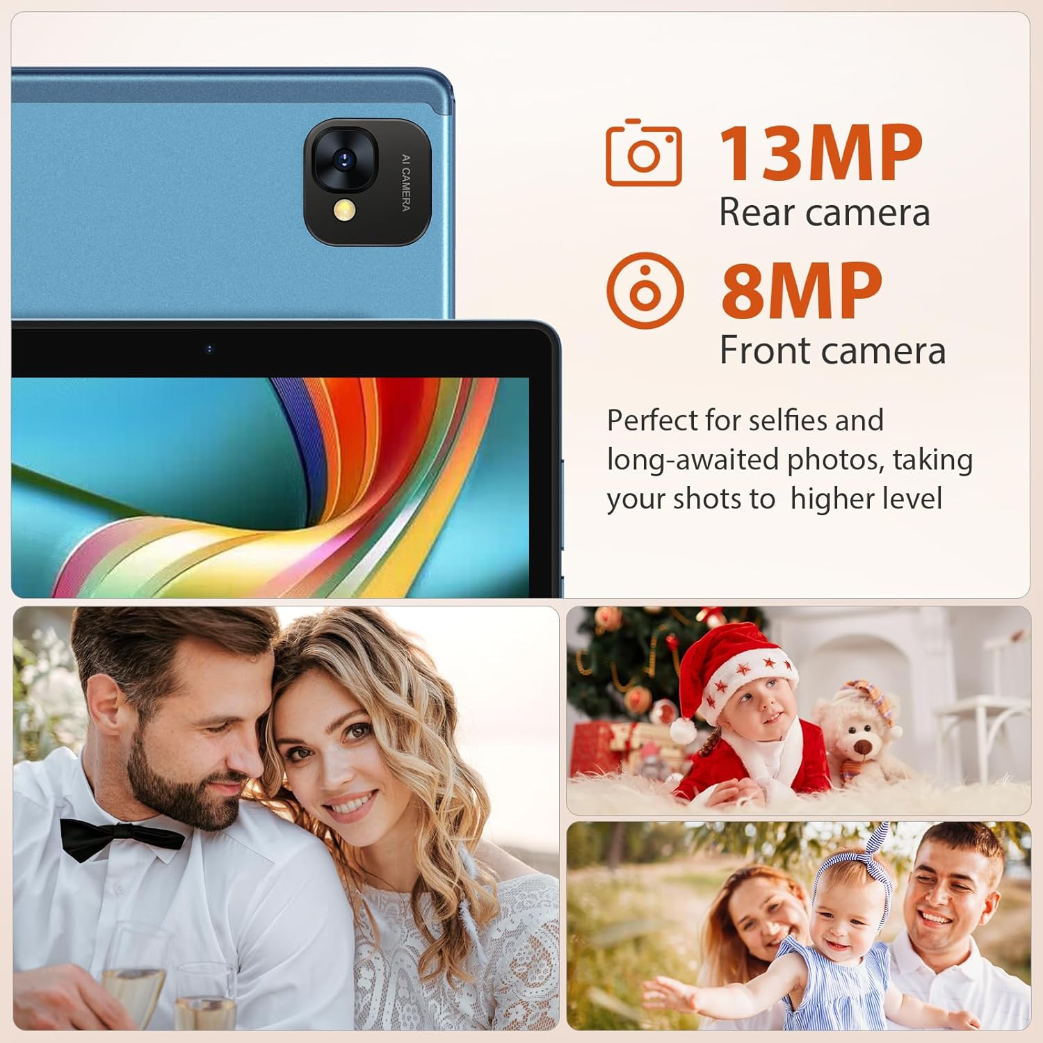 2024 Android 13 Tablet, 10.1 inch Tablet with 128GB ROM,19GB RAM, 1TB Expand, 2.0GHz cpu, 1920*1200 Incell screen, 8000mAh