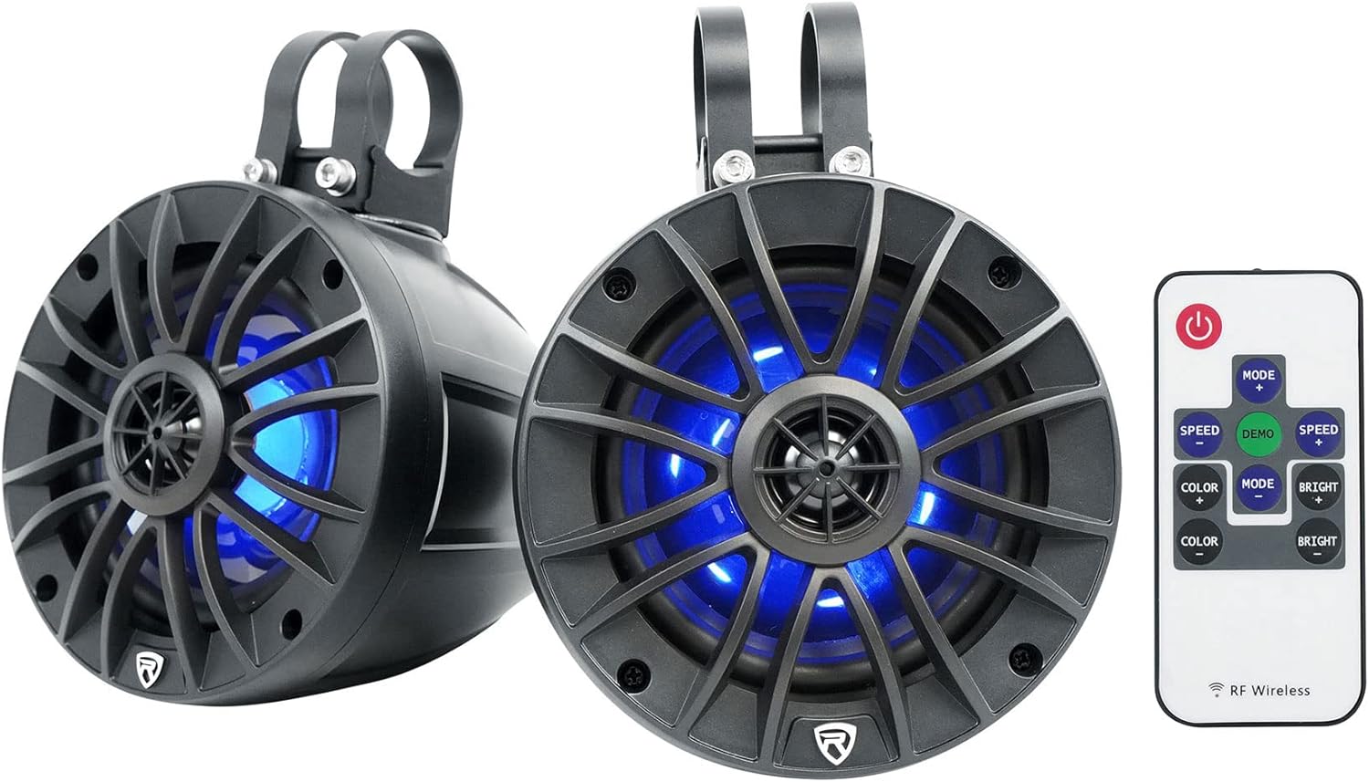Pair Rockville PT525BR 5.25" Powered Marine Bluetooth LED Tower Speakers ATV/UTV