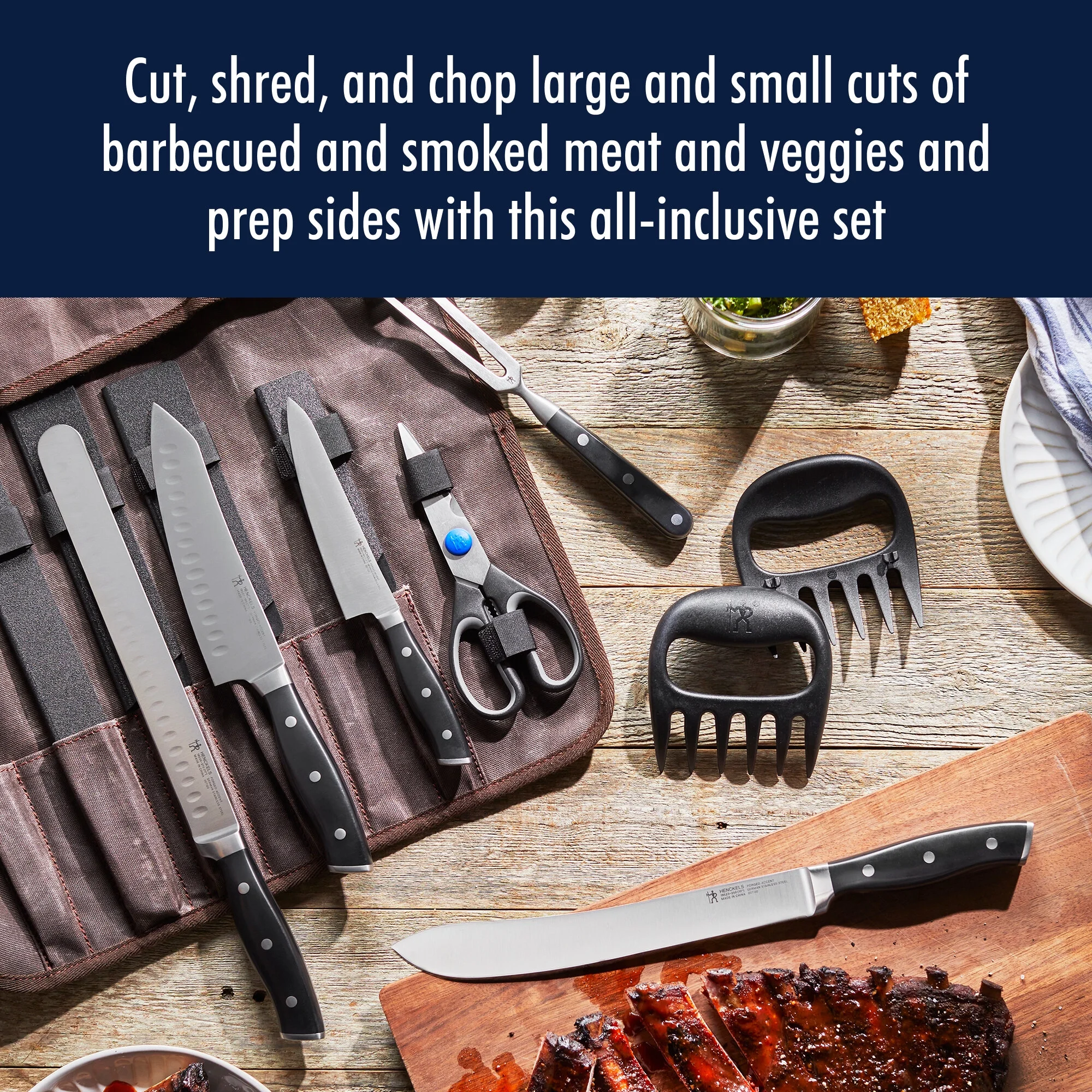 Henckels  Stainless Steel Chefs Knife Set, Satin Brown - 9 Piece