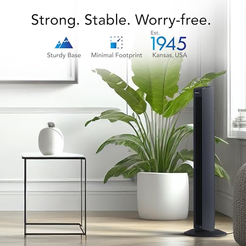 Vornado OZI42DC Tower Fan with Remote and Timer, Oscillating Standing Fan for Bedroom, Variable Speed for Precise Control