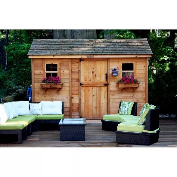 12 feet wide x 8 feet deep wooden storage shed