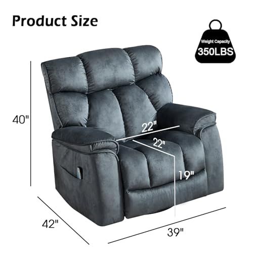 INZOY Massage Swivel Rocker Recliner with Heat and Vibration, Manual Rocking Recliner Chair with Vibrating Massage