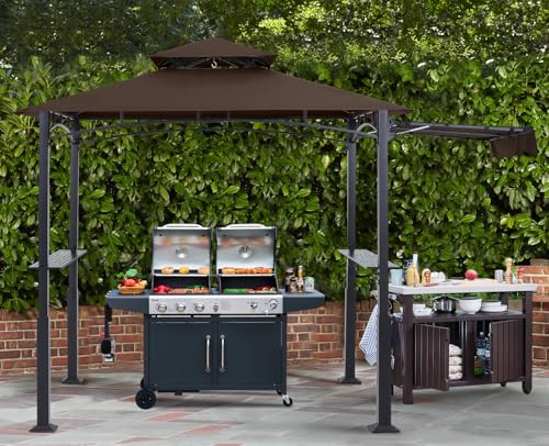 ABCCANOPY 8x5 Grill Gazebo - Outdoor BBQ Canopy Shelter with Led Light for Patio Backyard Grilling (Dark Gray)