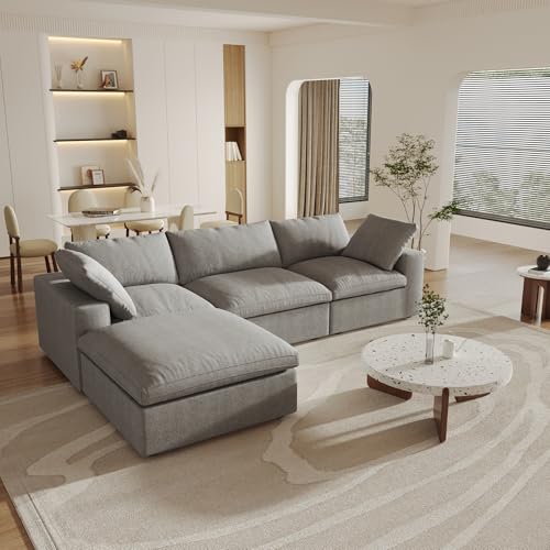 160.6" Cloud Couch Modular Sectional Sofa for Livingroom,Oversized Convertible Sofa with Storage Ottomans,6 Seat Wide Couches