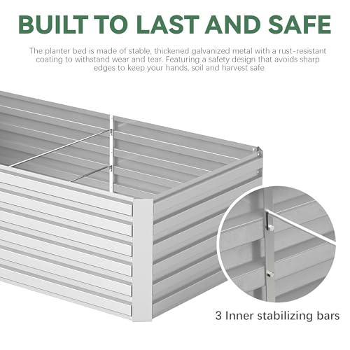 FOOWIN 2pcs 8x4x2ft Galvanized Raised Garden Bed, Planter Raised Garden Boxes Outdoor, Large Metal Raised Beds for Gardening