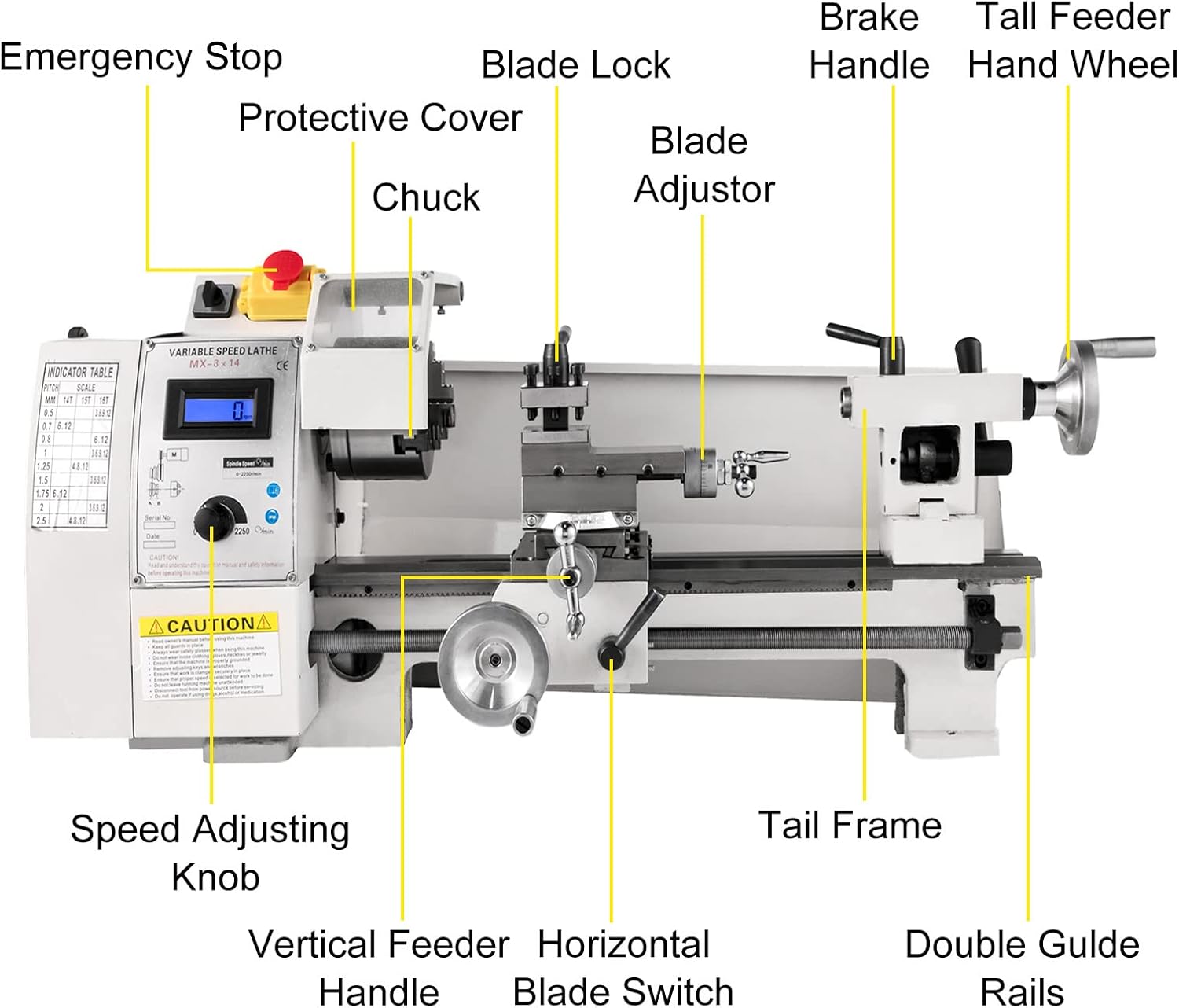 VEVOR Mini Metal Lathe 8"x14", Mini Lathe Machine 2250 PRM Variable Speed Change, Precision Mini Lathe 650W Metal Working Lathe, Small Metal Lathe
