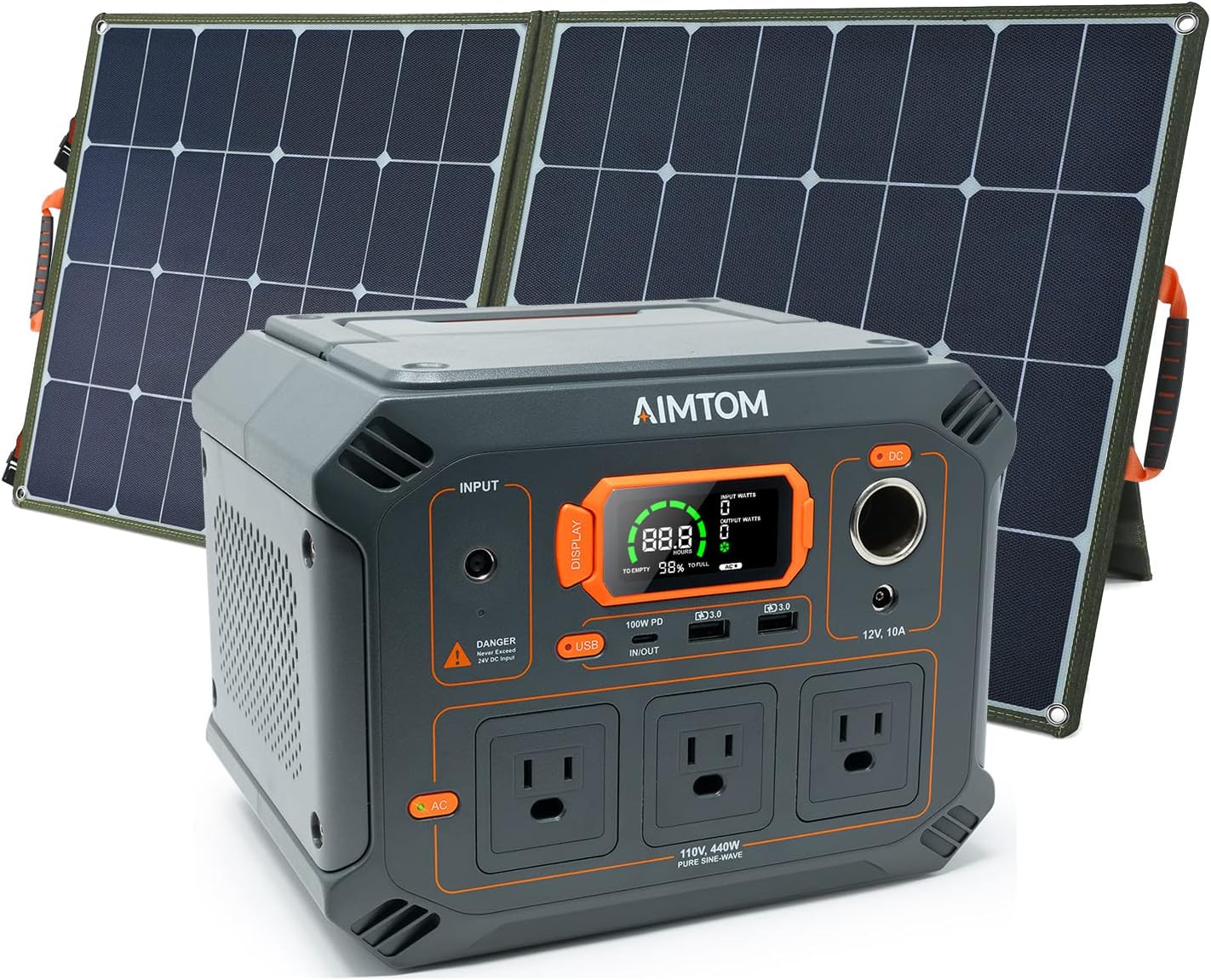 AIMTOM Portable Power Station Rebel 440, 3x 440W AC, 100W USB-C PD, 12V Regulated DC, 2x USB