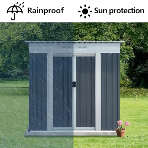Aidek Outdoor Storage Shed, 5x3 FT Metal Garden Shed with Lockable Sliding Door & Vents