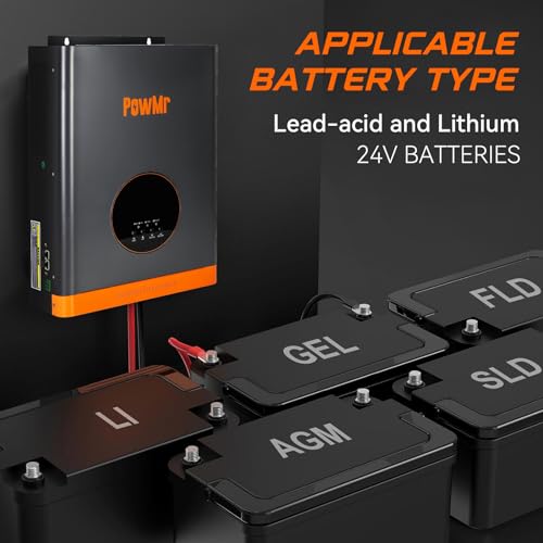 3000W Solar Inverter Pure Sine Wave, Peak 9000W, Low-Frequency Inverter Charger 24V to 110V Built-in 60A MPPT Controller