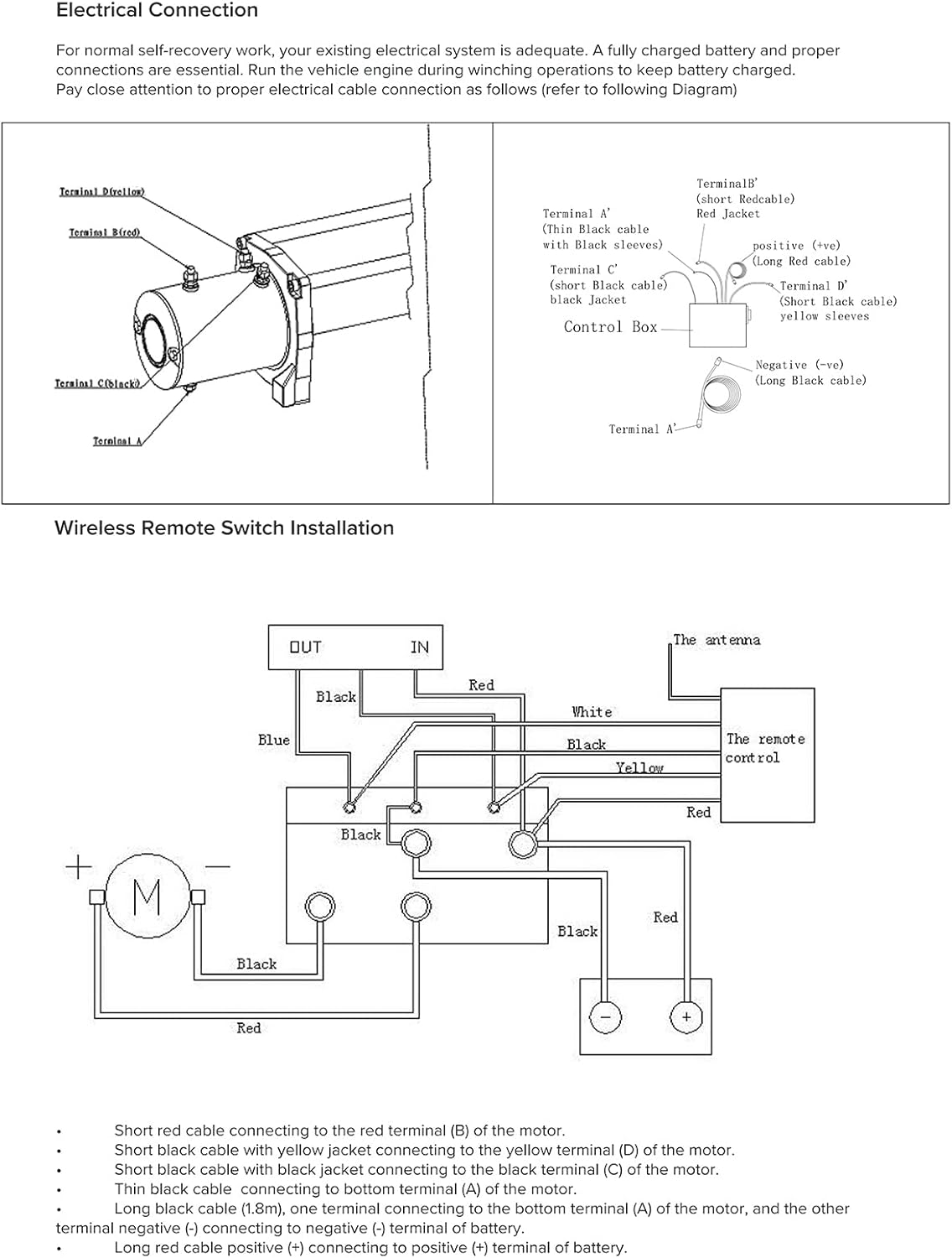 AC-DK 9500 lb. Electric Winch Synthetic Rope Kit, 12V Winch Waterproof IP67, with Wirless Remote