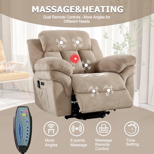 CANMOV 46" Wide Oversize Power Lift Recliner Chair, Extra Large Electric Lift Recliners for Elderly Big