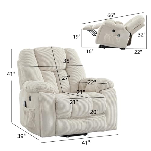 CANMOV Large Power Lift Recliner Chair with Massage, Heat, and USB for Elderly, Overstuffed Wide Recliners