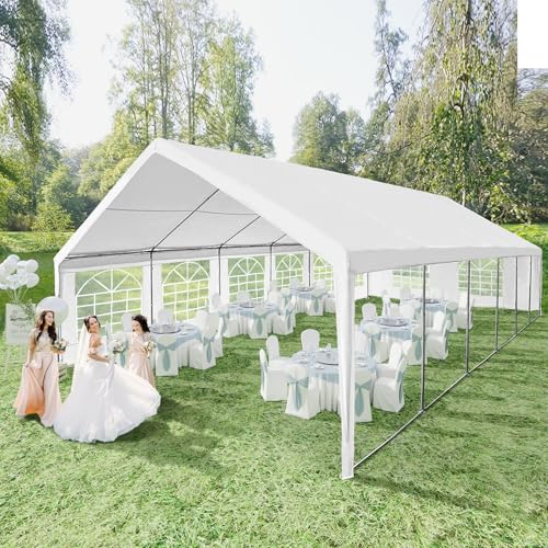 Party Tent 20x40Ft Heavy Duty Outdoor Canopy Tent Carport Gazebo Wedding Tent Carport Event Shelter Large Canopy Tent with Storage Bags