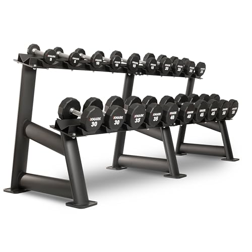 XMARK Dumbbell Weights Sets, 5-50lb and 5-75lb Dumbbell Sets, No Odor, Urethane Dumbbells, Commercial Gym and Home Gym Equipment