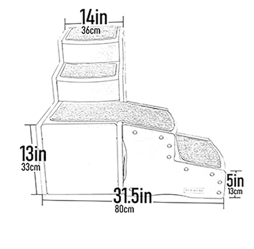 Pet Gear Easy Step Bed Stair for Cats/Dogs, Adjusts to Either Side of Bed, Removable Washable Carpet Treads, Storage Compartment
