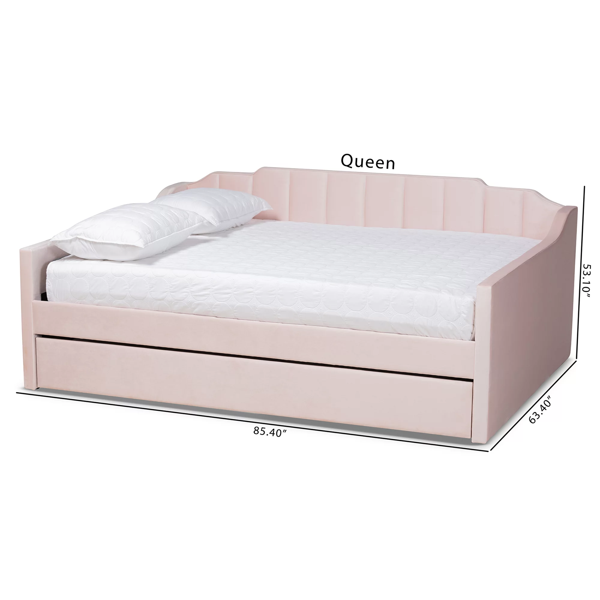 Baxton Studio Lennon Modern Engineered Wood with Trundle Daybed, Queen, Pink