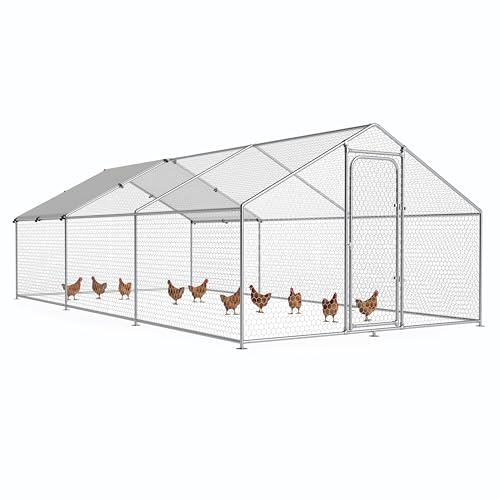Large Metal Chicken Coop with Waterproof and UV-Resistant Cover