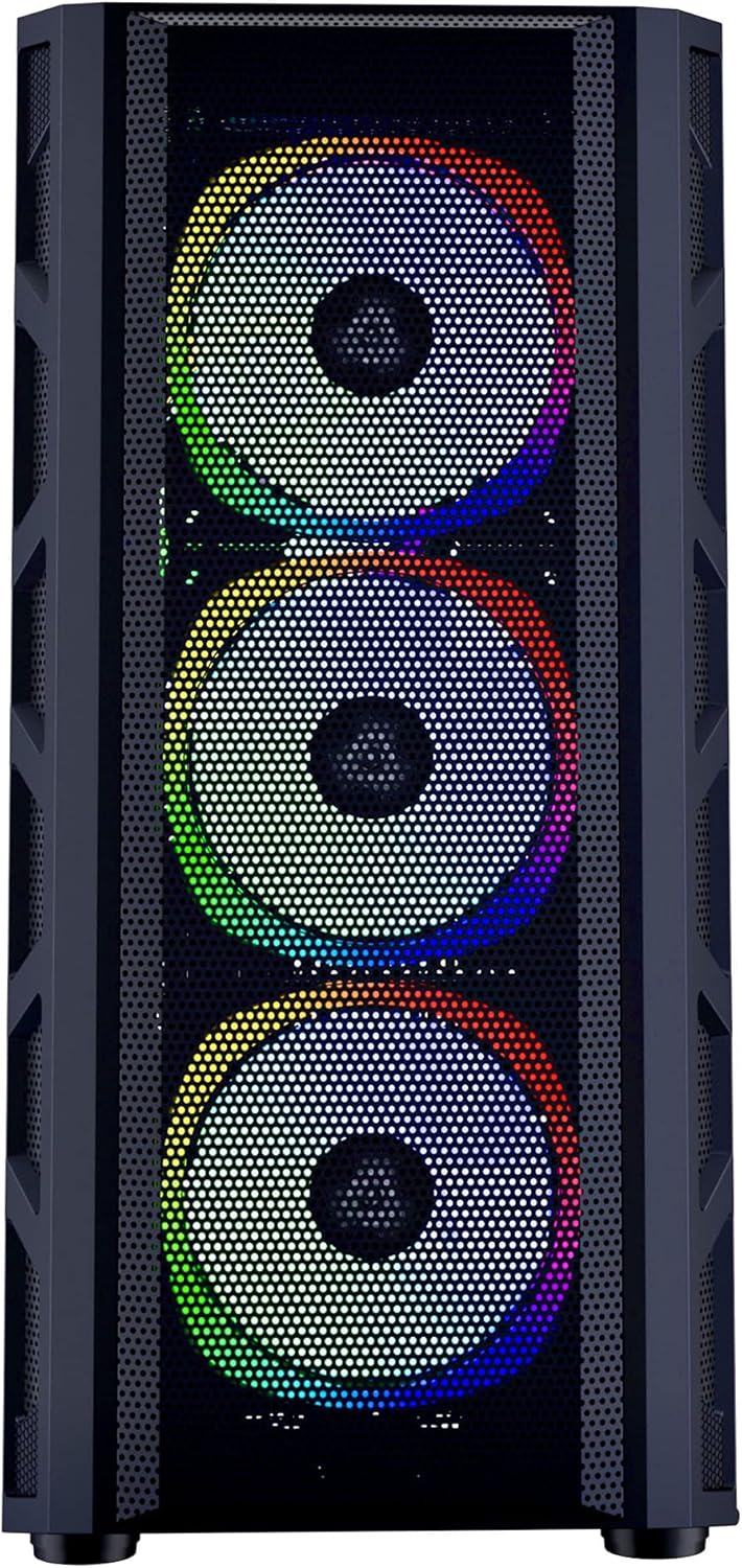 Apevia Guardian-M-BK Guardian Mid Tower Gaming Case with 1 x Tempered Glass Panel, 1 x Mesh Front Panel, 2 x Vertical Graphics Card PCI Slots