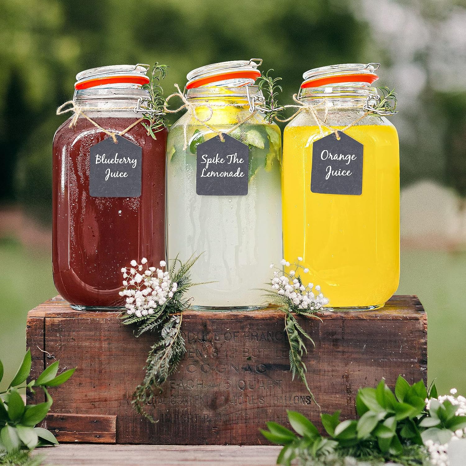 1 Gallon Square Glass Storage Jars with Airtight Lids, 2 Pack Large Glass Pickle Jars for Fermenting, Clear Glass Canister for Flour, Cookie, Candy