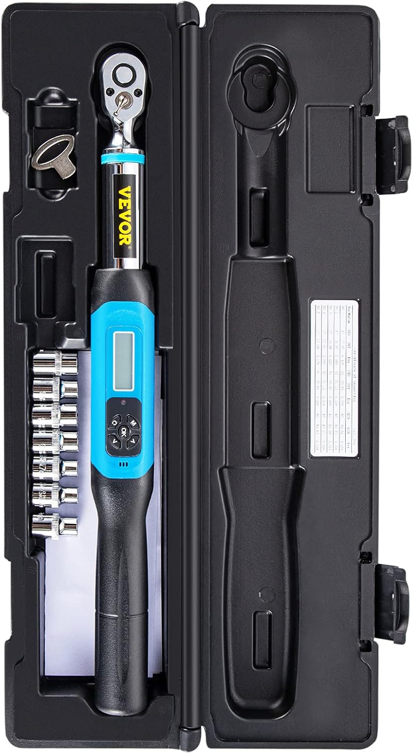 VEVOR Digital Torque Wrench, 3/8 Drive Electronic Torque Wrench, Torque Wrench Kit 1.1-22.12 ft-lbs Torque Range Accurate to ±2%