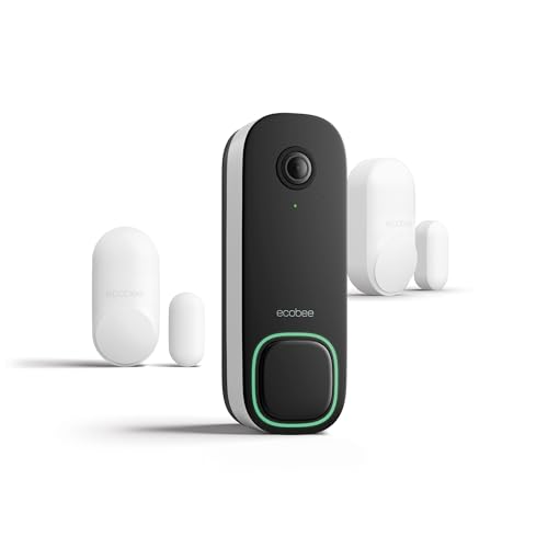 ecobee Smart Video Doorbell Camera (Wired) - with Industry Leading HD Camera, Smart Security, Night Vision, Person and Package Sensors, 2-Way Talk