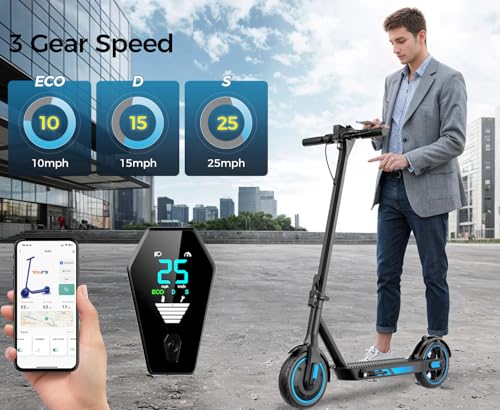 Electric Scooter for Adults, 19/25 Mph Max Speed, 21/25/35 Miles Range,350/500/600W APP Control E-Scooter with 8.5"/10" Inflatable tire